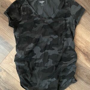 Old Navy Women's Camouflage Top - Black and Gray